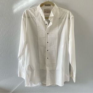 Neil Allyn White Pleated Front Dress Shirt